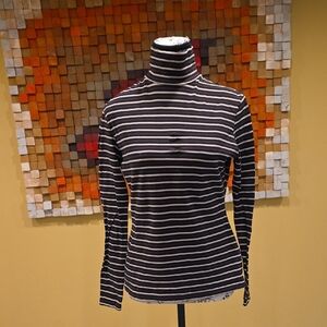Express Black and White Striped Long Sleeve Top